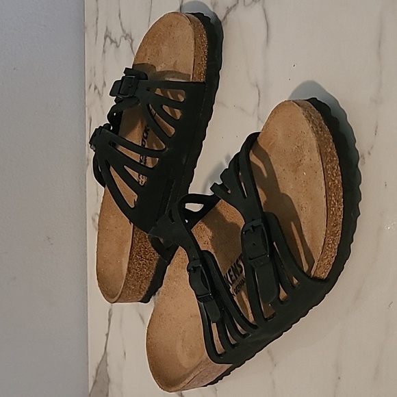 Birkenstock Granada Black Leather Strappy Buckle Soft Bed Sandals W7 Boho Comfy - Picture 2 of 12